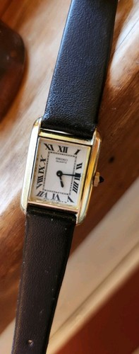 Orologio donna vintage Seiko Tank oro laminato 10k 1400-8069 numeri romani delicato - Foto 10 di 11