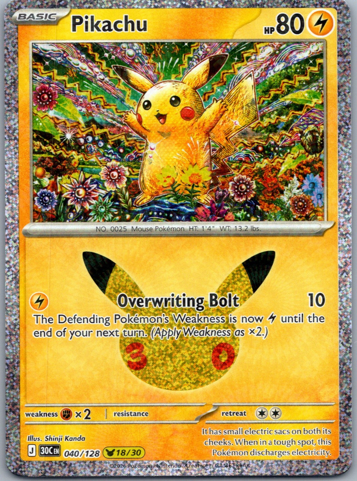 Pikachu 040/128 Pokémon 30th celebrations