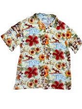 Disney Parks Hawaiian Shirt Mickey Donald Goofy Aloha Tiki L Rayon Resort M