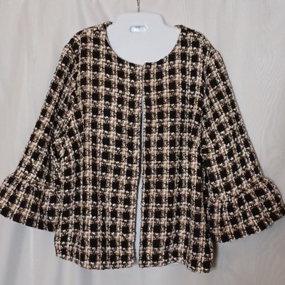 Du Jour Open Front Blazer With Black, Beige & White  Colors. 1X