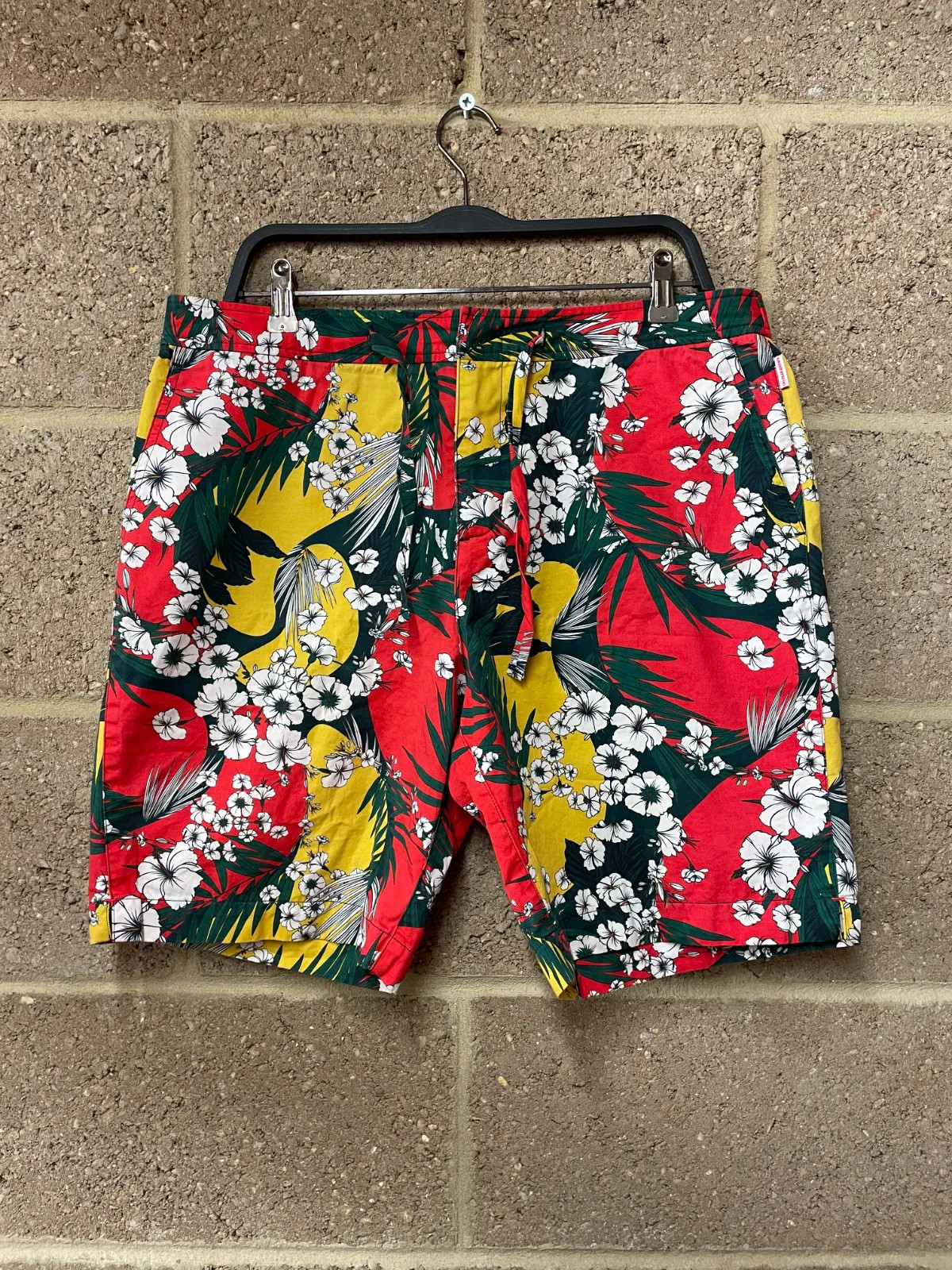 Orlebar Brown Bulldog Swim Shorts Mens W36 Red Tropical Floral Print Holiday