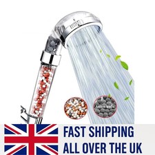 New Shower Head 3 Mode High Pressure 40% Water Saving Filters Adjustable Ionic