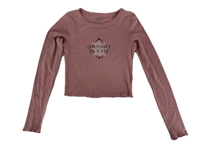 Cotton On Women's L/S Lettuce Graphic Micro Tee Sun Soleil Dusty Rose Size M NEW