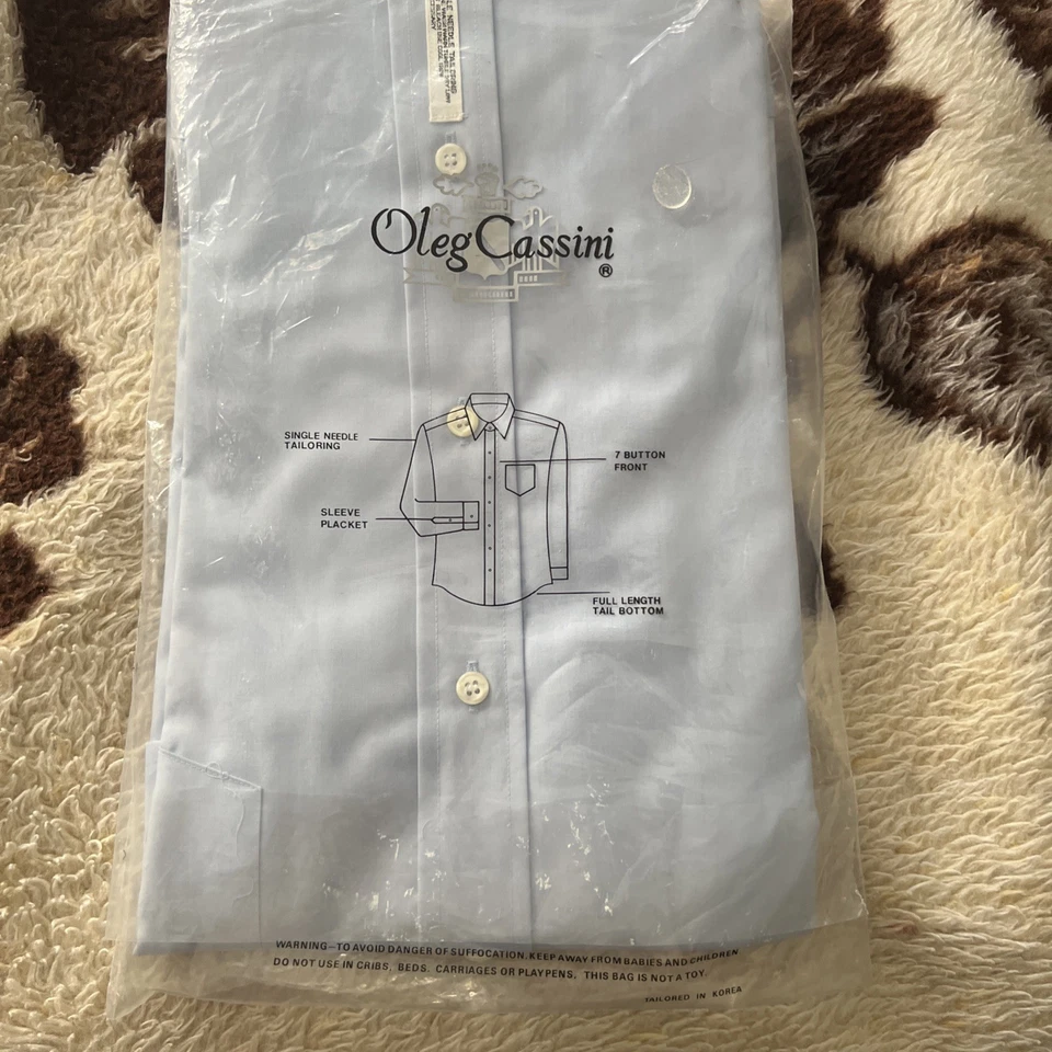 全新 Oleg Cassini 男式纽扣前长袖婴儿蓝色尺寸 (16.5,32-33) — 第 2/4 张图片