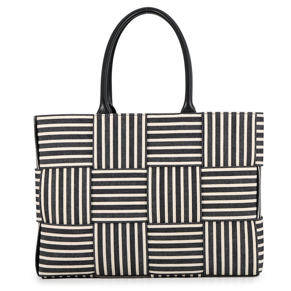 Bottega Veneta Arco Tote Size Medium Canvas/Leather Navy/White 787336V4A718765