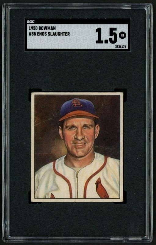 1950 Bowman #35 Enos Slaughter St Louis Cardinals HOF SGC 1.5 "Free Shipping"