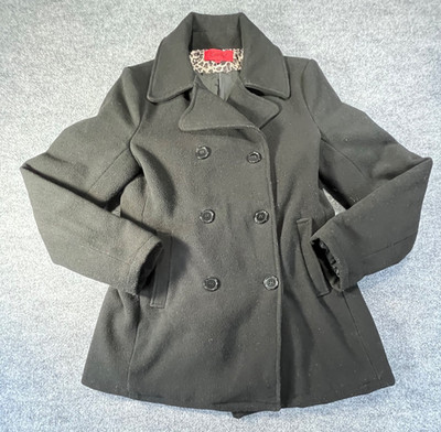 Excelled Collection Women's Black Peacoat Jacket Sz Medium M