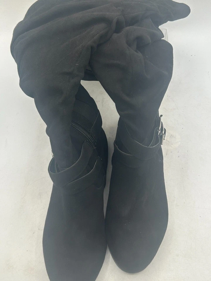 Bota de montar Torrid por encima de la rodilla para mujer talla 7,5 negra gamuza cuero punta almendra Foto 4 de 4