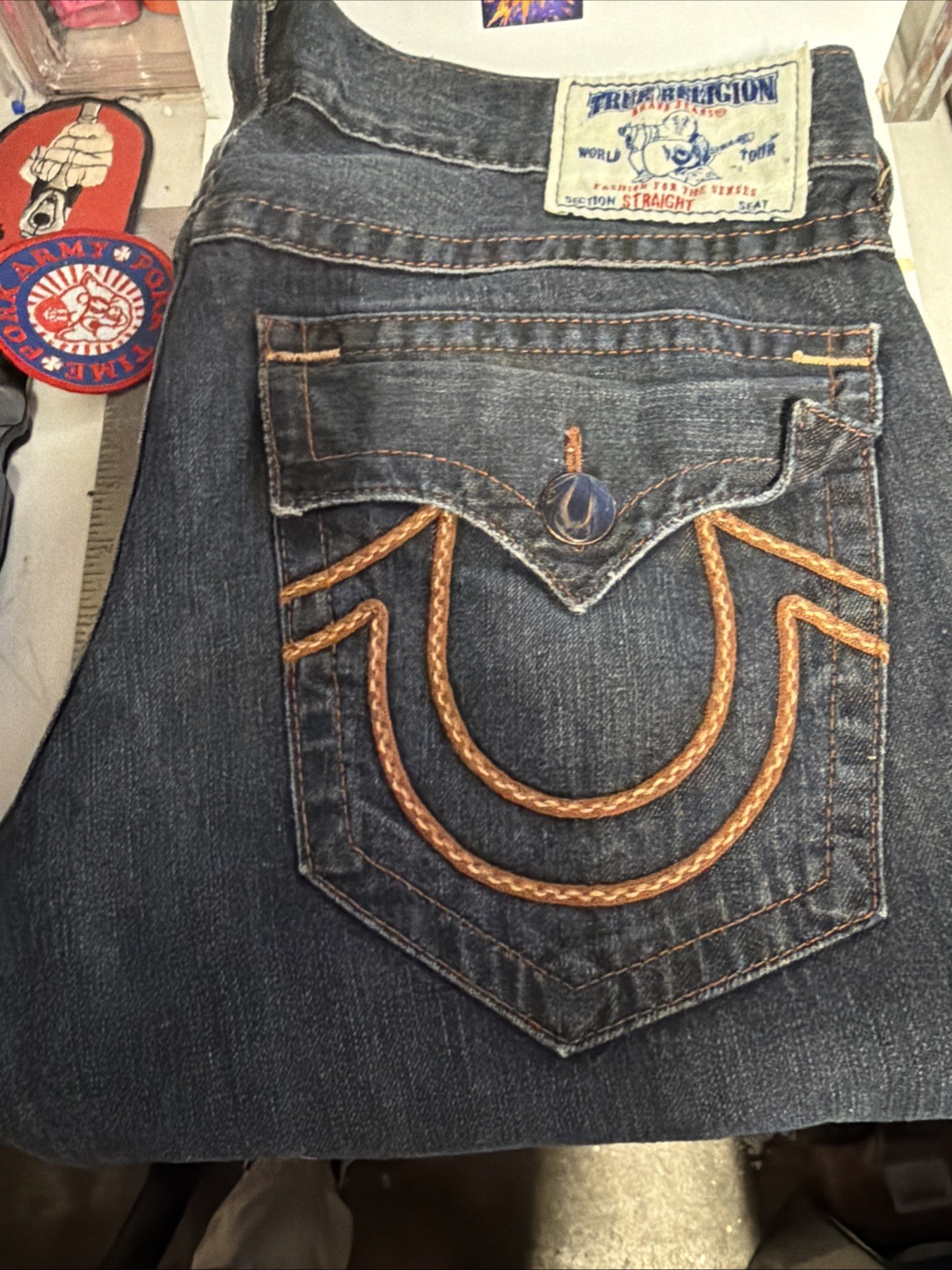 True Religion Mens Original Denim Straight Blue Jeans  size 38x32