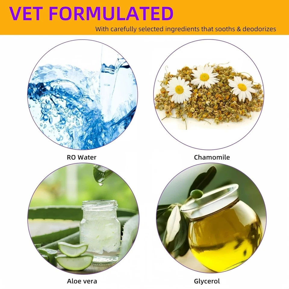 Toallitas para oídos de mascotas para perros y gatos | Retire suavemente la cera del oído, calmantes y desodoración 100 unidades Foto 4 de 4