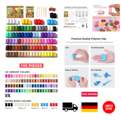 ARTFLY Polymer Clay Set 100 Farben mit Werkzeugen und Schmuckzubehör