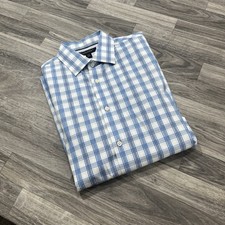 Banana Republic Non-Iron Slim Fit Dress Shirt Blue Plaid M 15 1/2