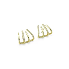 Gold Clear CZ Claw Stud Earrings, Sku#LD453