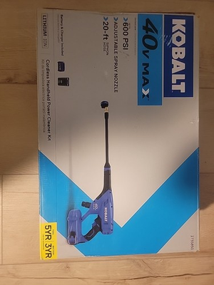 #ad Kobalt 40v Max 600 psi Power Cleaner Kit Pressure Washer with Battery Charger $90.00