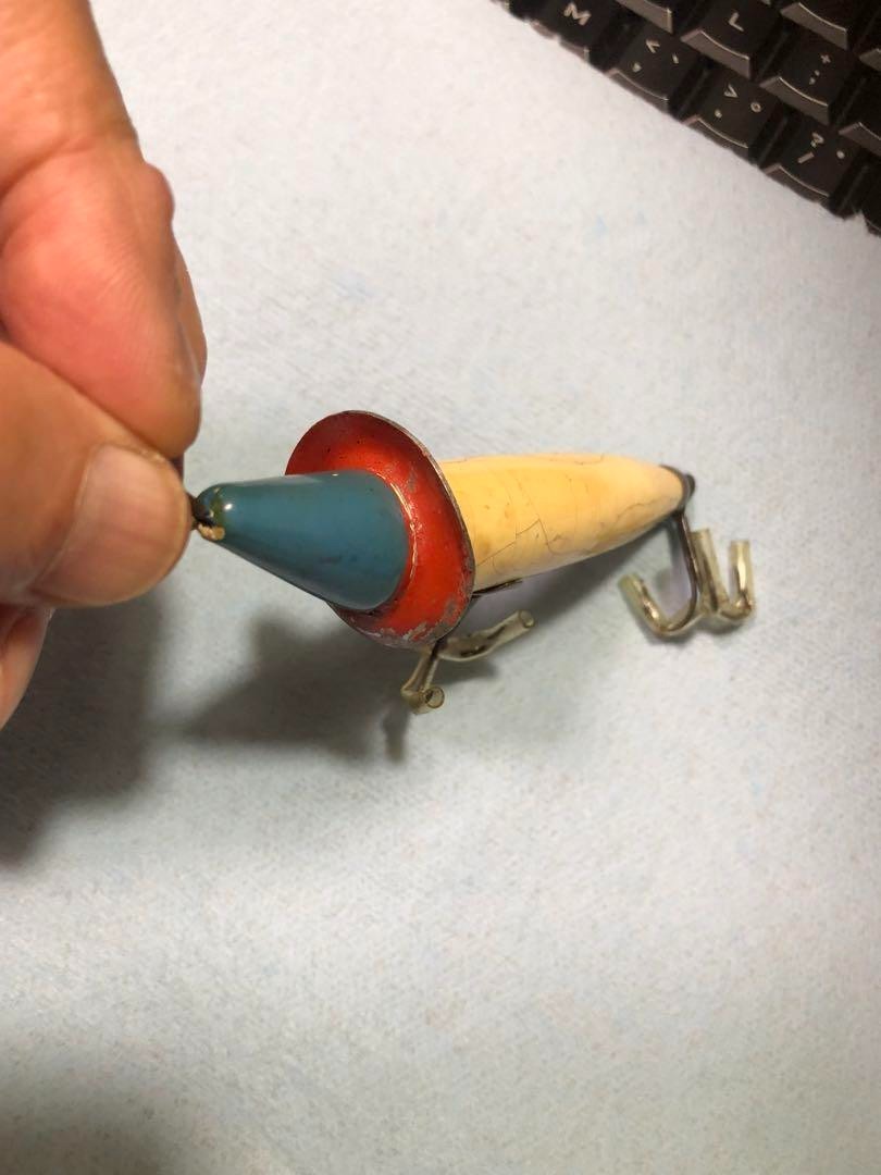 Heddon Dowagiac Expert BH Red Head Antique Fishing Lure c1904