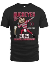 Ohio State Buckeyes 2025 Rose Bowl Champions Men's T-Shirt - Black Cotton, Short