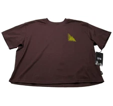 Mountain Hardwear Womens Boxy Crop Shirt Size Large Jagged Peak Tshirt Brown