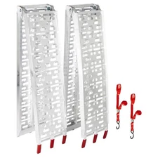 Black Widow Aluminum Folding Motorcycle Ramp Arched Plate, Dual Runner, Silver