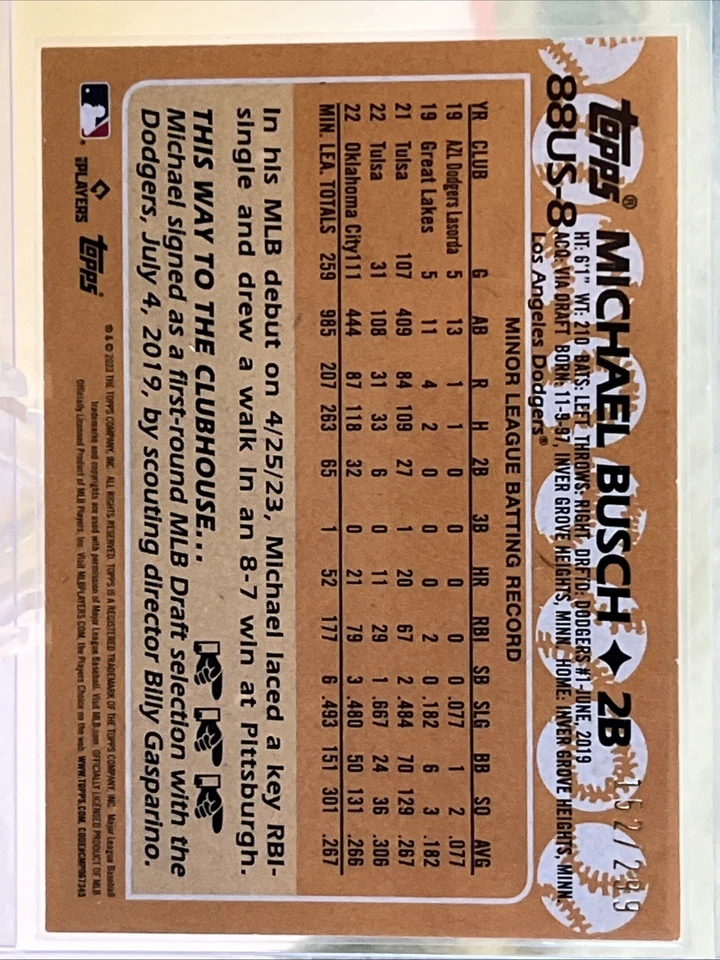 2023 Topps Update Series - 1988 Topps Baseball Black #88US-8 Michael Busch /299 - Image 3 of 4