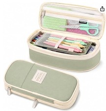 PUPTILY Large Pencil Case Green Big Capacity Zipper Pen Pouch School Organizer