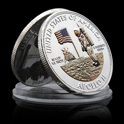 Artemis II & Apollo 11 Gedenkmünze Challenge Coin   NASA Mondmission, Sammler