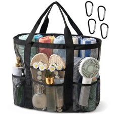 Mesh Beach Bag for Women, Large Beach Toy Pool Bag with Waterproof PVC Pocket...