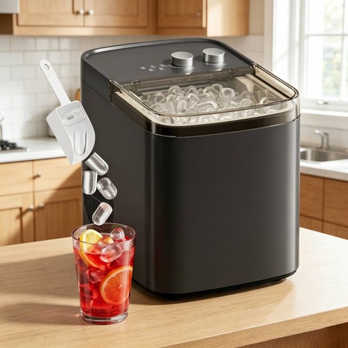 Ice Maker Countertop 9 Bullet Ice in 6 Mins 14KG in 24H w/Self-Cleaning Function