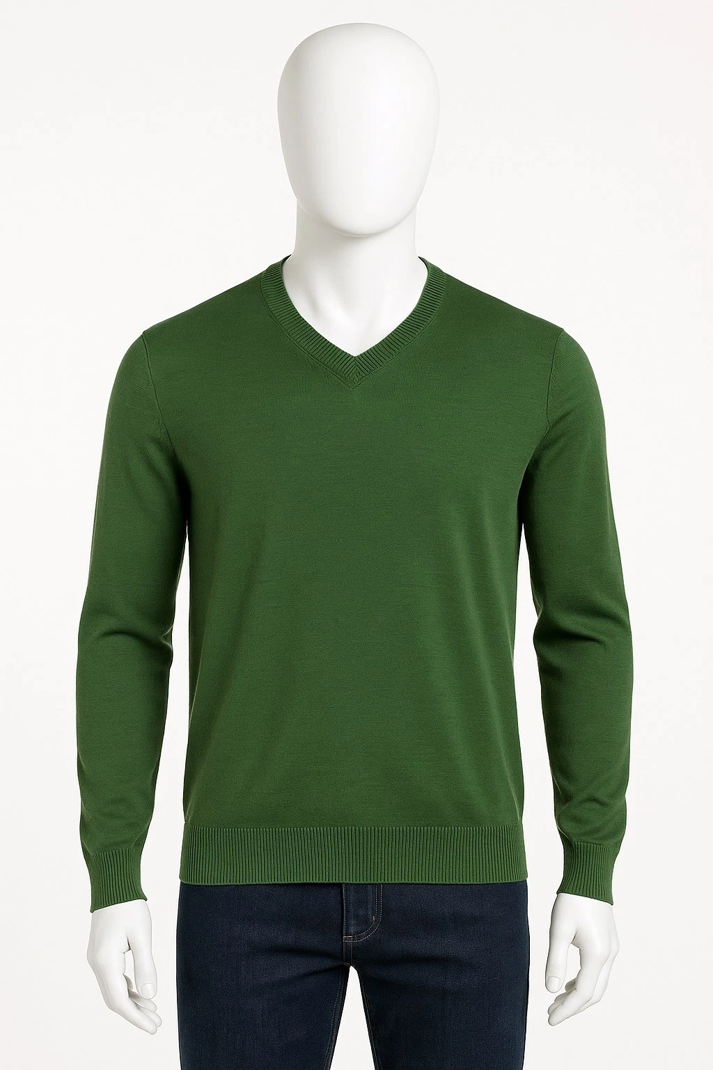 Banana Republic Mens 100% Extra Fine Luxe Merino Wool Sweater Green V-neck Sz M