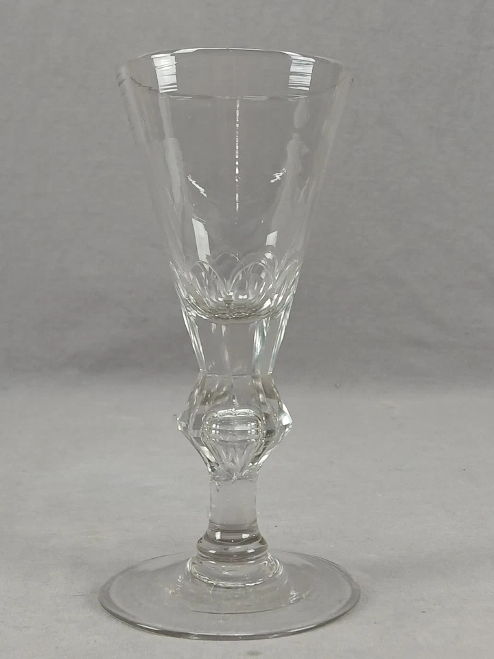 Antique 18th Century German Bohemian Blown Cut Flint Glass Goblet C. 1730s - Image 2 of 4