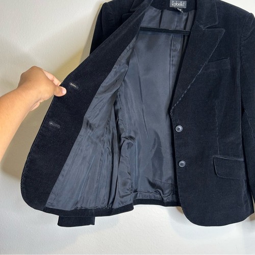 Rafaella Blazer Jacket Women's Corduroy Black w/Shoulder Pads Size 8 - Picture 5 of 8