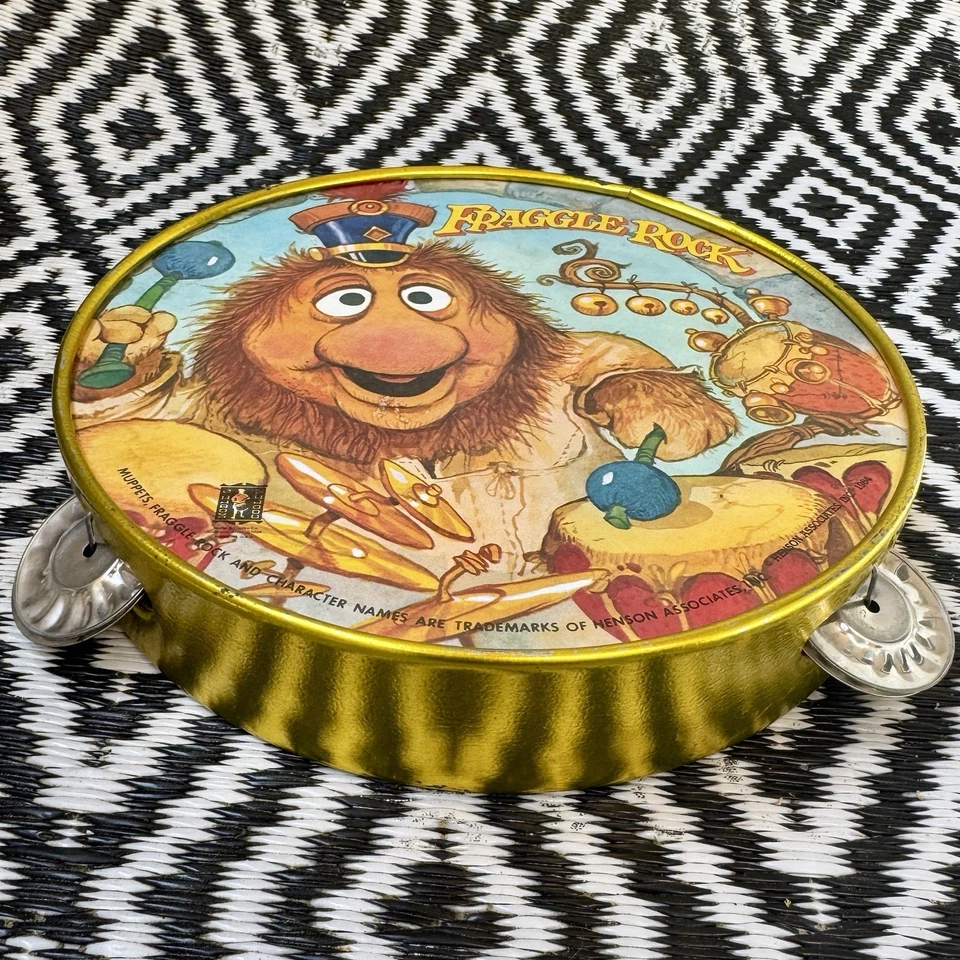 Pandereta de juguete Fraggle Rock 1984 rara de colección de Noble & Cooley EE. UU. Foto 2 de 4