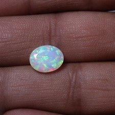 1.9 Cts Real AAA Multi Fire Ethiopian Opal Faceted Oval Gemstone 10.8x8.5x4.5 MM