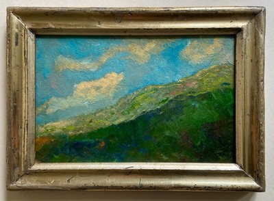 Impressionismus Ölgemälde Ölstudie Landschaft Wolkenstudie um 1900 Rahmen