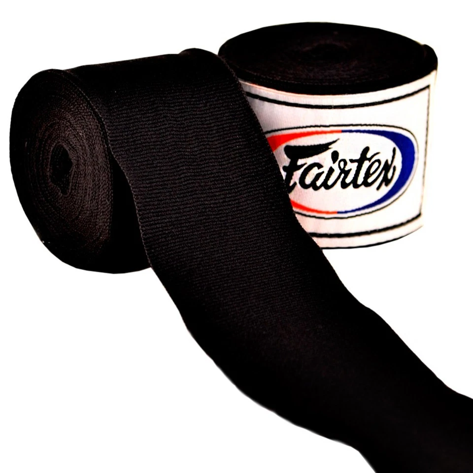 Fairtex Hand Wraps 120" Preto Algodão Elástico HW2 Muay Thai Boxe Kickboxing MMA - Imagem 2 de 2