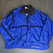 VINTAGE Nike Track Jacket Large Blue Baggy Big Swoosh Windbreaker Retro 90s 