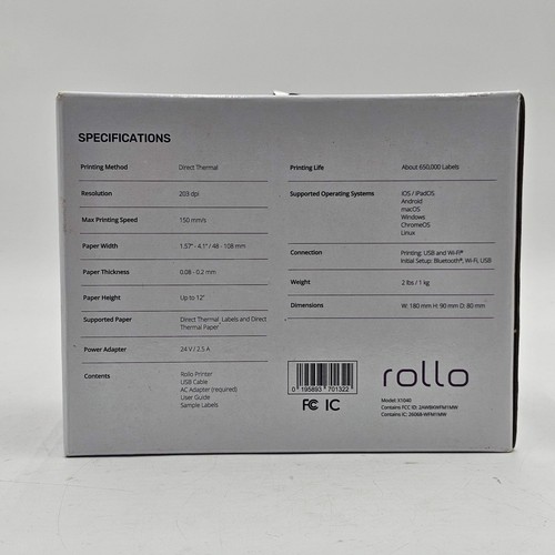 New Rollo X1040 Wireless Thermal Label Printer - Afbeelding 2 van 3