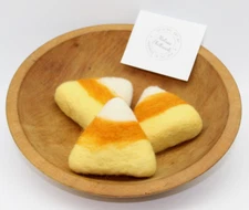 3 Prim Candy Corn Bowl Fillers Needle Felted Wool Folk Art  Melissa Philbrook US