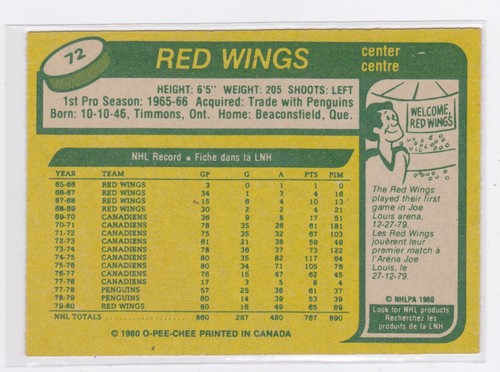 1980-81 O-Pee-Chee - Base - Peter Mahovlich #72 - Picture 2 of 2