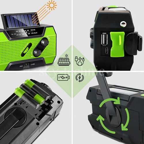 2000mAh Solar Radio Hand Crank Emergency FM/AM USB Charger Power Bank LED Torch - Picture 18 of 26