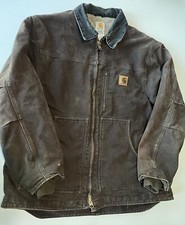 Carhartt Fleece Sherpa Lined Duck Jacket 14806 Full Zip Brown Mens XL Regular