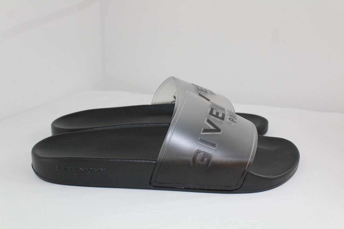 Givenchy - Slide Flat Logo Sandals Black & White Size 9