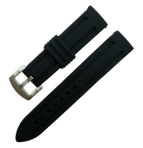 Negro 20 22 24 26 28 mm goma silicona deportes impermeable correa de correa de reloj de pulsera - Imagen 4 de 13