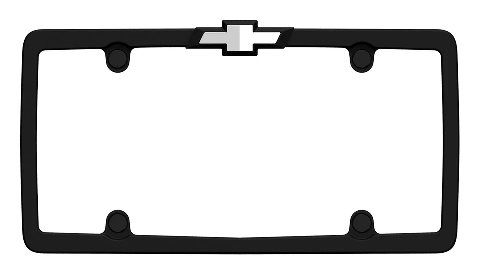 Marco de etiqueta de matrícula negro mate con logotipo de pajarita Chevrolet Chevy para autos camionetas Foto 2 de 2
