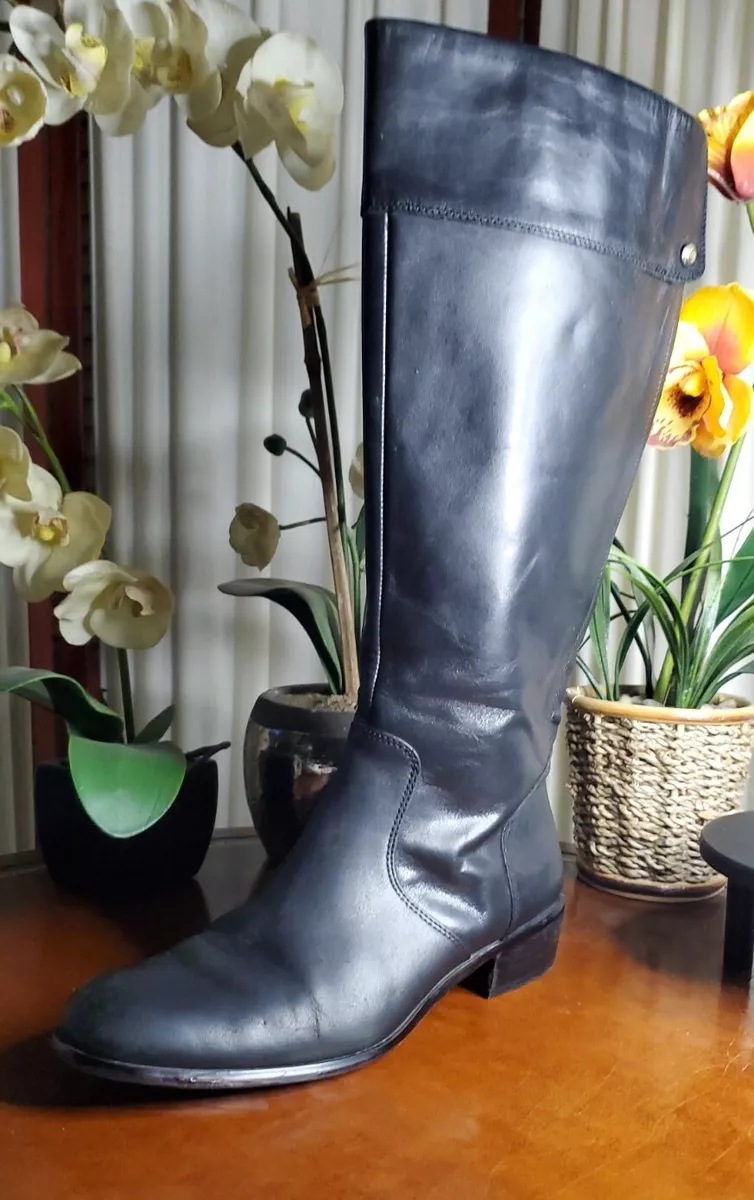 LEFT ONLY - CORSO COMO WOMENS BLACK LEATHER SIDE ZIP KNEE HIGH RIDING BOOT 8M