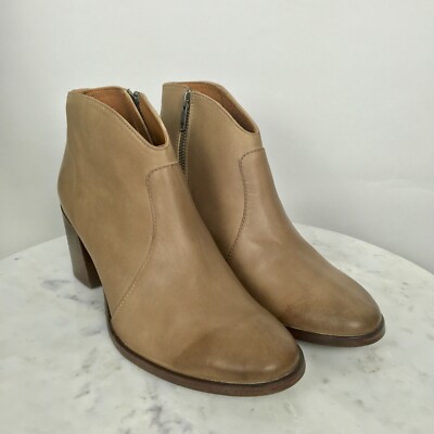 FRYE Women's Nora Zip Short Ankle Boot Leather Dark Taupe Size