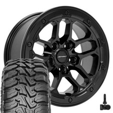 Set5 Jeep Wheels Tires 17 Inch Satin Black Wrangler Gladiator Defiant Df01