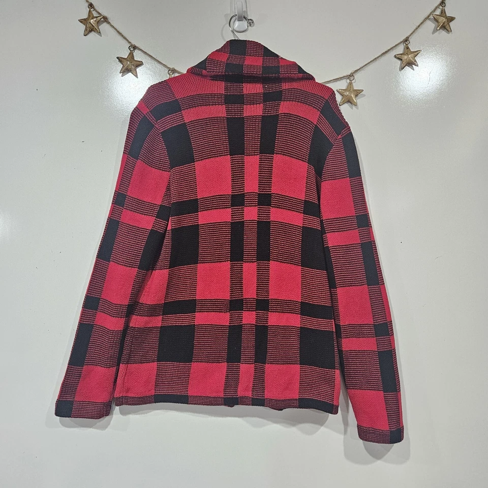 Abrigo Suéter Chaps Ralph Lauren Buffalo Check Tejido Apretado Grande 100% Algodón Foto 2 de 4