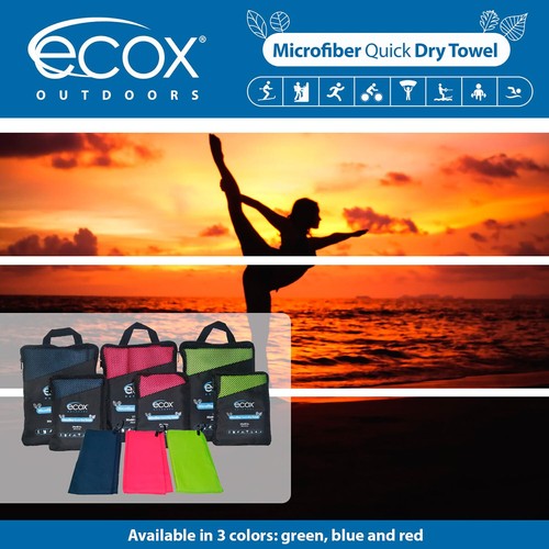 ecox Outdoors Mikrofaser Handtuch schnelltrocknend weiches Tragegefühl schnelle Aktion trocknend für Fitnessstudio - Bild 8 von 8