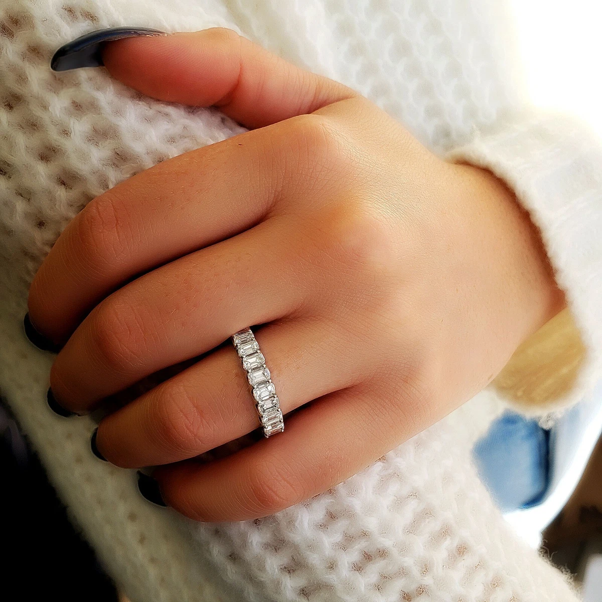 Emerald diamond shop eternity rings