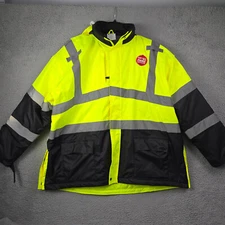 Hi Viz OccuNomix Jacket Mens 3XL XXXL YELLOW HOODED Coat Lined Workwear NWoT